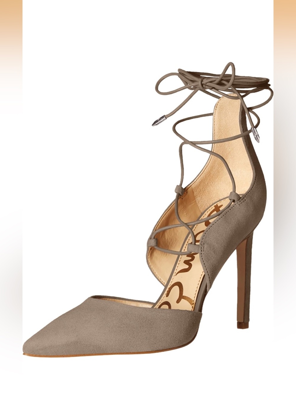 Sam Edelman Taupe / Grey Suede Lace-Up Pointed Toe Stiletto - Size 11